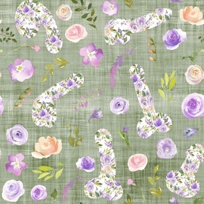 purple floral willy green linen