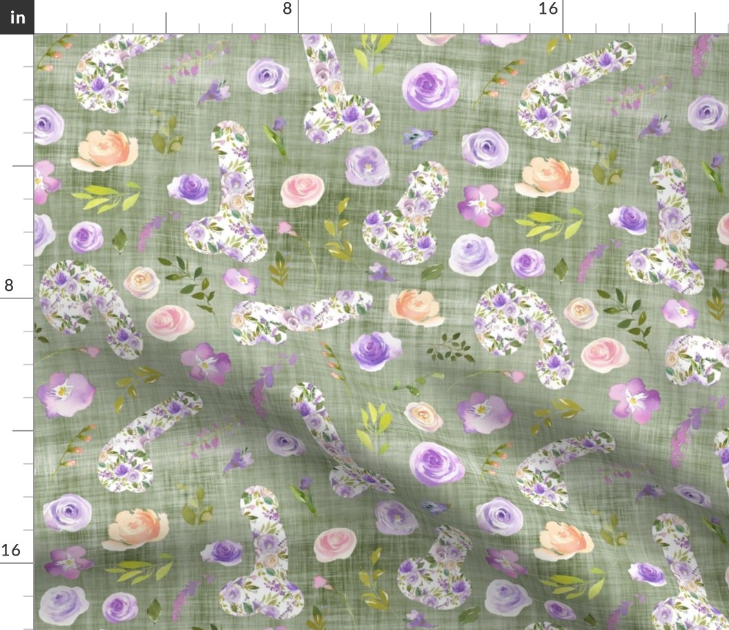 purple floral willy green linen