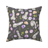 purple floral willy grey