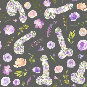 purple floral willy grey