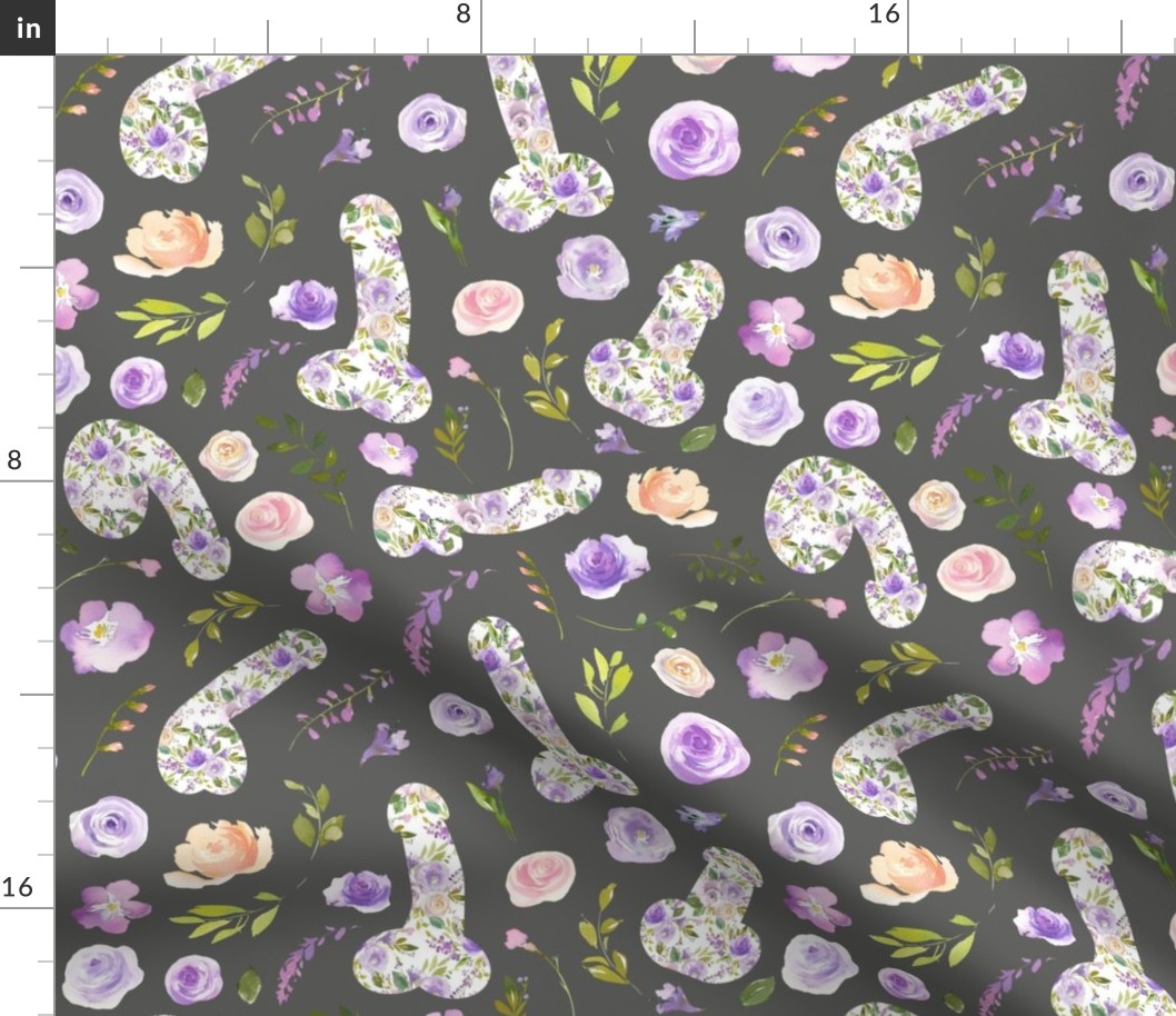 purple floral willy grey
