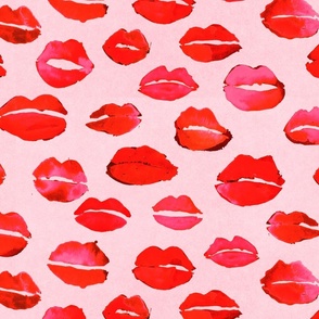 Pink Lips Pop Art Watercolor Medium 