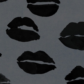 Black Lips Pop Art Black and Grey Large scale 