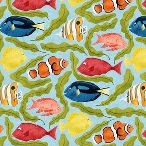 Coral Reef Fish Friends | Sky Blue | Small Scale