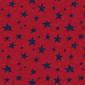 (small scale) Stars - navy on red - LAD22