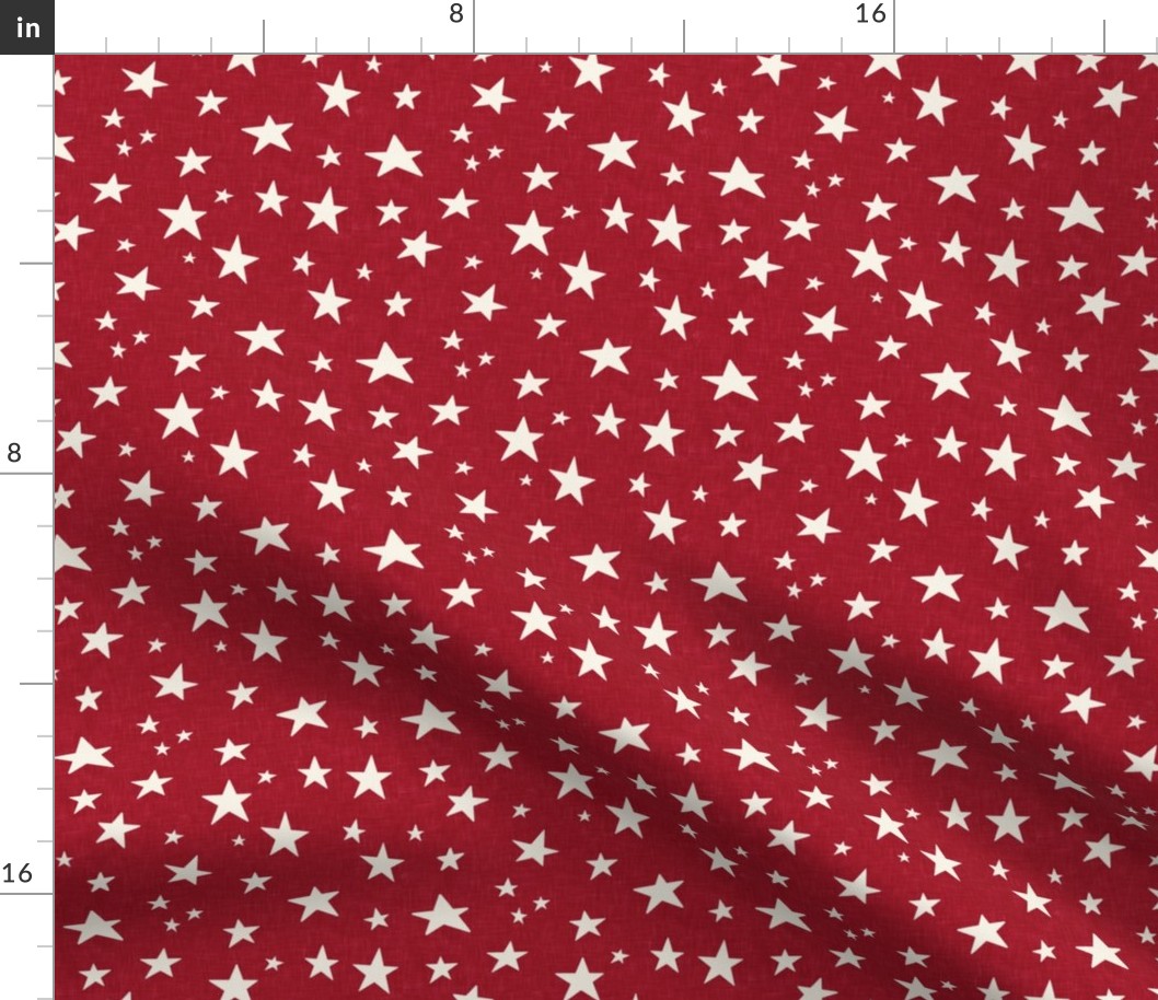 (small scale) Stars - cream on red - LAD22