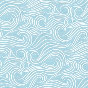 Sky Blue Waves Watercolour | Large Scale