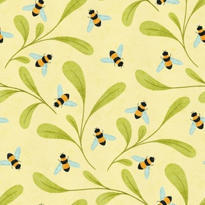 Lemon Yellow Bumble Bees | Large Scale