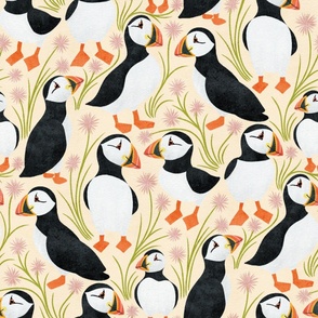 Floral Puffins | Large Scale