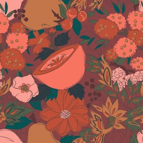 Fruity Boho Floral in Regal Persimmon