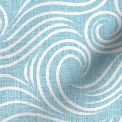 Sky Blue Linen Waves | Large Scale