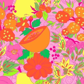 Fruity Boho Floral in Tropical Neon