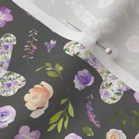 small scale purple floral willy grey