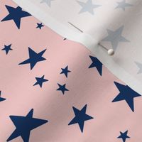 (small scale) Stars - navy on pink  - LAD22