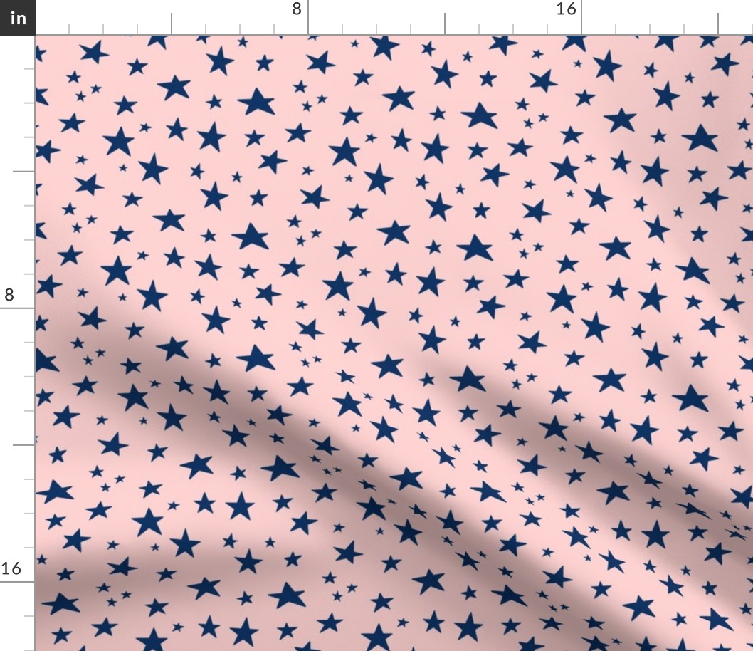 (small scale) Stars - navy on pink  - LAD22
