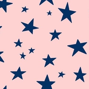 Stars - navy on pink  - LAD22