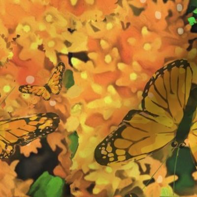 Butterflies and Flowers Yellow and Orange by kedoki