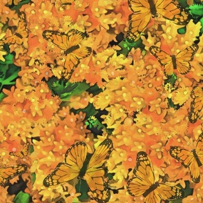 Butterflies and Flowers Yellow and Orange by kedoki