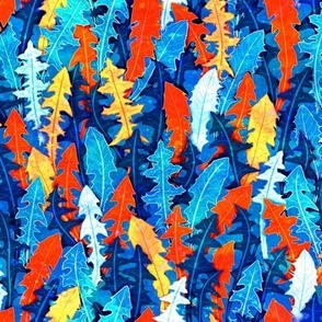 Dandelion Leaves - Blue Painted
