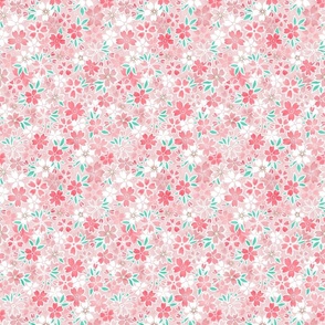 Cherry Blossom- Pink- Mini- Sakura Flower- Spring Flowers- Japanese Floral- Japan- Coral- Mint- Cotton Candy- Floral Nursery Wallpaper- Home Decor Fabric- Kawaii