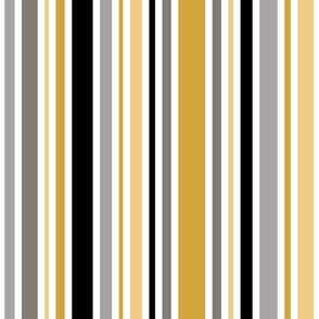 Varied Vertical Stripes // Butterscotch, Battleship Gray, Medium Gray, Black and White