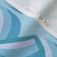 Turquoise Blue and Teal Art Deco Ribbon Columns on Solid Sky Blue