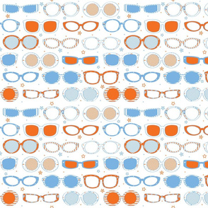 Stars, Stripes & Sunglasses Orange/Blue - Â© Lucinda Wei