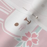 Bunny Faces- Medium-  Cotton Candy Background- Easter Bunnies- Pastel Colors- Pink- Rose- Kawaii- Petal Solids Coordinates- Spring