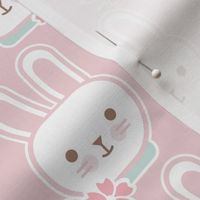 Bunny Faces- Small-  Cotton Candy Background- Easter Bunnies- Pastel Colors- Pink- Rose- Kawaii- Petal Solids Coordinates- Spring