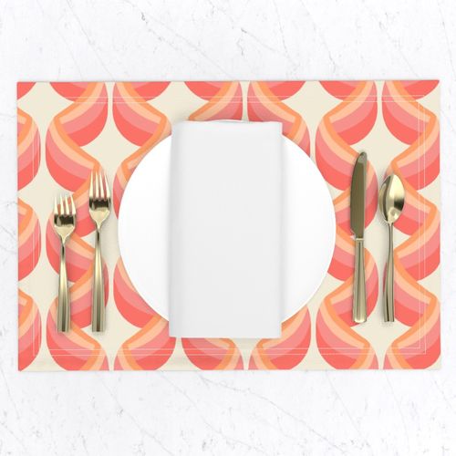 Custom Coral and Gold Art Deco Ribbon Columns on Solid Eggshell