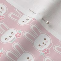 Bunny Faces- Mini-  Cotton Candy Background- Easter Bunnies- Pastel Colors- Pink- Rose- Kawaii- Petal Solids Coordinates- Spring