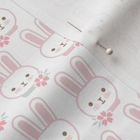Bunny Faces- Mini- White Background- Easter Bunnies- Pastel Colors- Acqua- Mint- Pink- Rose- Kawaii- Petal Solids Coordinates- Spring