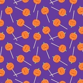 (small scale) Halloween Pumpkin lollipops  - purple - LAD22 