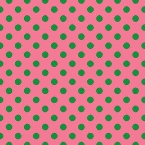 Green Polka Dots on Pink - Watermelon Jelly Candy Fruit Slices Coordinates