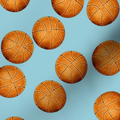 Basketballs on Blue