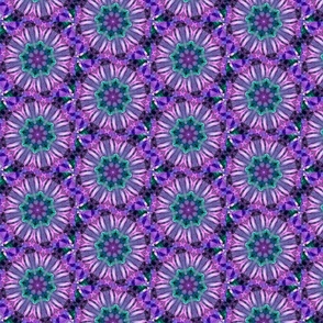 Joyous Energy, Play, and Renewal - Abstract Floral Mandala Print in Purple, Violet, and Teal Green