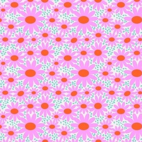 Pink paper daises - cream background - small print 
