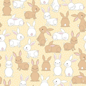 easter bunnies on yellow