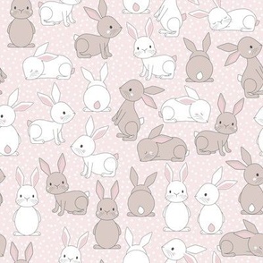 bunnies on pink - small