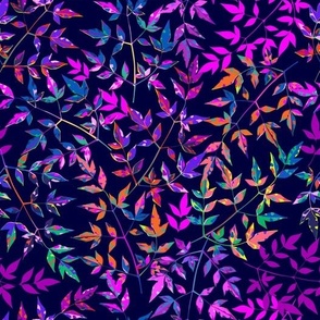 Colorful leaves - navy background 