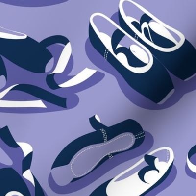 Normal scale // Pretty ballerinas //  lilac background midnight blue and white ballet pointe flat shoes