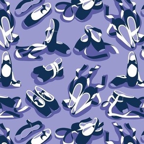 Small scale // Pretty ballerinas //  lilac background midnight blue and white ballet pointe flat shoes