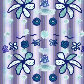 Flowers on Purple Stripes