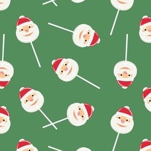 Santa Lollipops - Christmas Candy Suckers - vintage green - LAD22