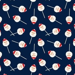 (small scale) Santa Lollipops - Christmas Candy Suckers - navy - LAD22