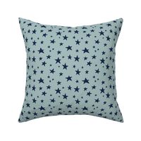 (small scale) Stars - navy on dusty blue - LAD22