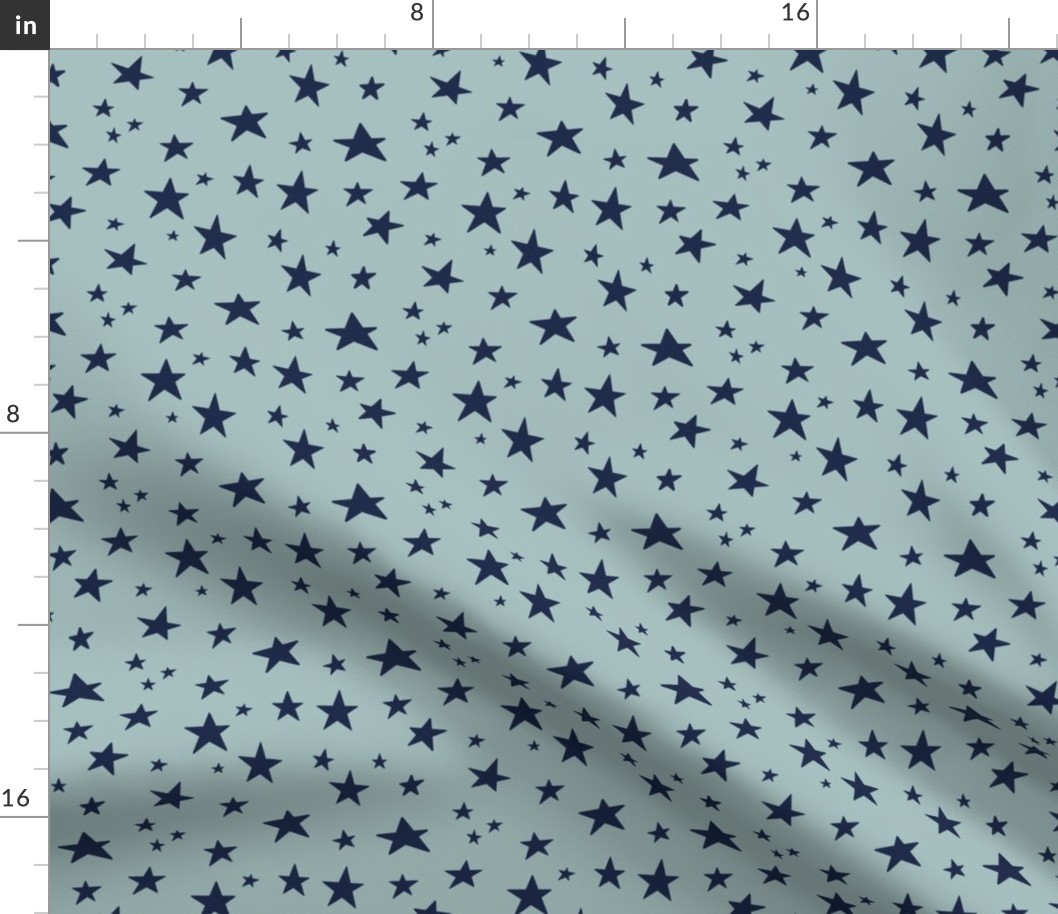 (small scale) Stars - navy on dusty blue - LAD22