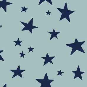 Stars - navy on dusty blue - LAD22