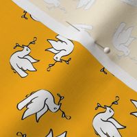 Doves for Peace on Golden Yellow