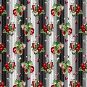 Strawberries on black stripes